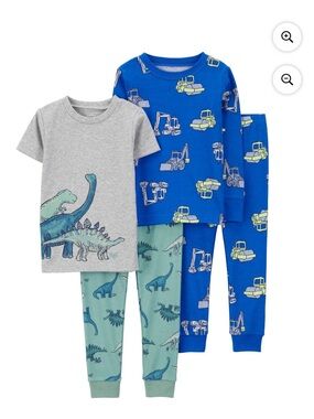 NEW 12 Month Carter's Child of Mine Baby and Toddler Boy Pajama Set, 2-Pack, 4pc